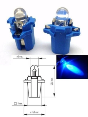 L047B B8.3D синя 12V Светодиодна лампа 12V. Размер B8.3D. Синя светлина